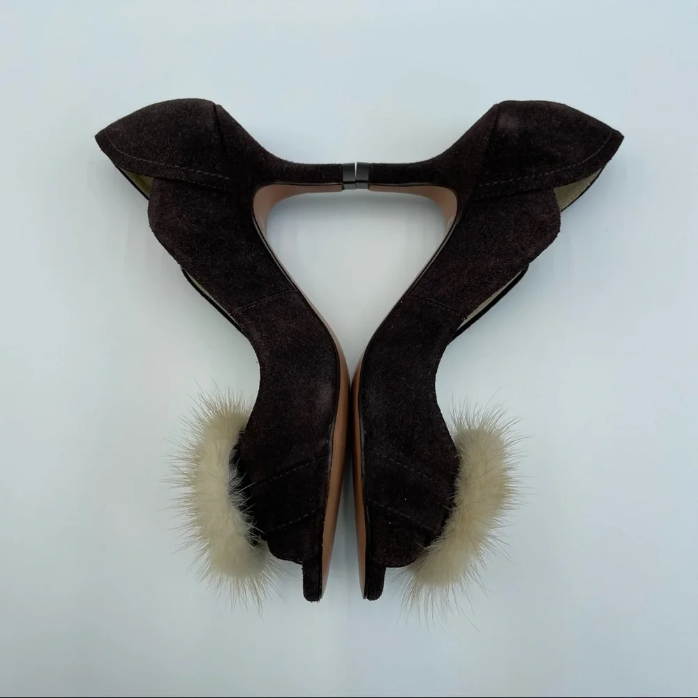 Kristen Randolph Chocolate Suede Leather Heels Size  7 - Picture 6 of 15
